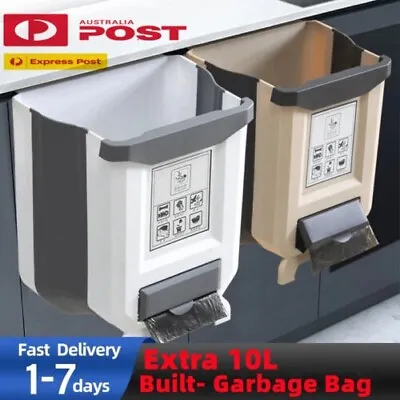 10L Kitchen Wall Mounted Foldable Waste Bin Cabinet Door Cupboard Hanging Trash • $13.95