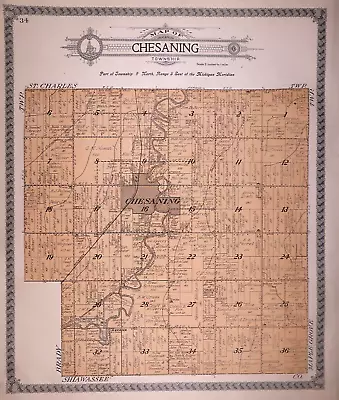 1916 Plat Map ~ CHESANING Twp. SAGINAW Co. MICHIGAN (15x17) -#024 • $45.95