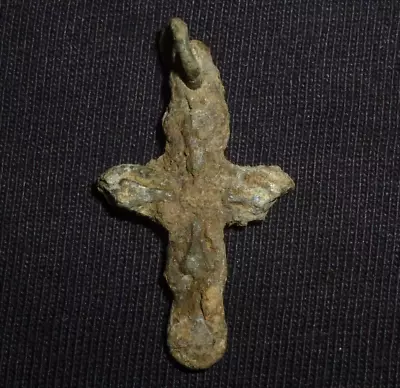 Medieval Religious Amulet - Crusaders CROSS - Uncleaned -Circa 1100-1200 AD-1864 • £0.99
