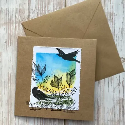 £2.95 • Buy Hand Painted Greetings Card, Card For Bird Lover, Watercolour Card