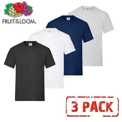 3 Pack Men's Fruit Of The Loom Plain Heavy Cotton Blank T Shirt Tee's T-shirt • £10.95