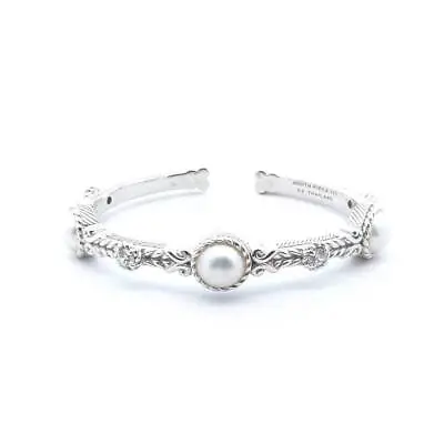 Designer Judith Ripka Sterling Silver CZ Mabe Pearl Bracelet • $139.99