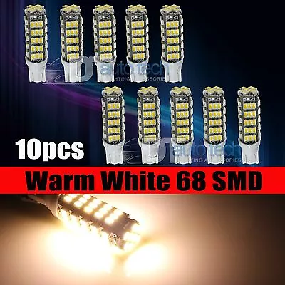 10X T10/921/194 RV Trailer 12V LED Lights Bulbs 68 SMD Warm White W5W 194 921 • $13.49