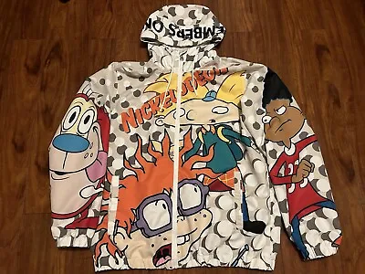 Members Only Nickelodeon Collab Men's White Full Zip Hooded Jacket Size L • $25