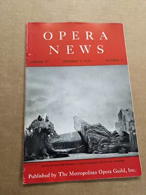 Opera News Magazine October 2 1939 M445 • $12.99