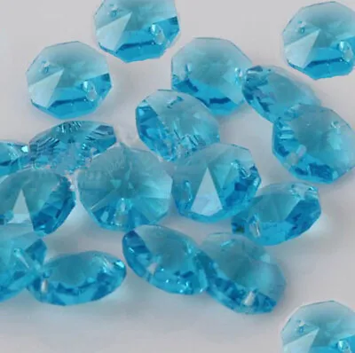 £1.92 • Buy 20pcs 14mm Blue Crystal Octagonal Beads Decoration Crystal Chandelier Parts #1