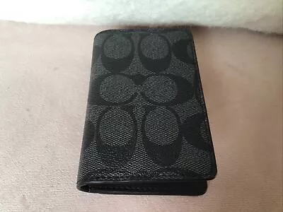 Coach ID Card Wallet In Signature Monogram Canvas - Black - NWT • $130