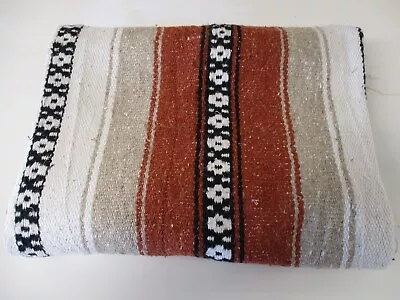 Mexican Blanket Throw Rug Brown Woven Stripe Picnic Festival Camping M99 • £22