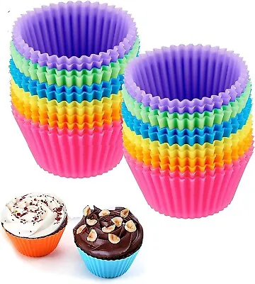 $8.99 • Buy 24 Silicone Baking Cups Cupcake Liners Muffin Cups Cake Molds 2.75 Inch New