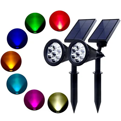 7 LED Solar Spot Lights Color Changing Waterproof Garden Light Outdoor Yard Lamp • £16.69