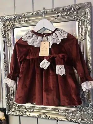 Beautiful Dolly Wears Velvet & Lace Dress Size 12/18 Months  • £18