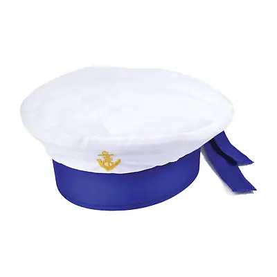 White Sailor Nautical Navy Captain Hat Kids Fancy Dress Costume Accessory • £4.49