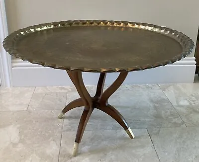 Vintage Moroccan Boho Brass Cocktail Table • $450