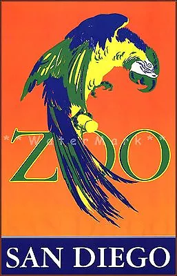 $21.58 • Buy San Diego Zoo California 1960 Parrot Vintage Poster Print Art Retro Travel Art