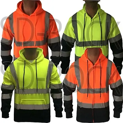 £16.98 • Buy Hi Viz High Visibility New Pullover Zipper Hoodie Work Fleece Sweatshirt Jacket 