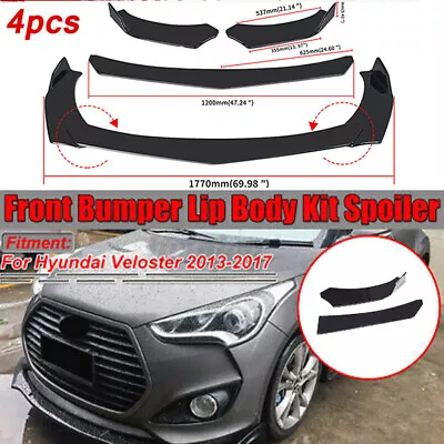 Front Bumper Lip Spoiler Body Kit Glossy Black For 2013-2017 Hyundai Veloster • $75.59