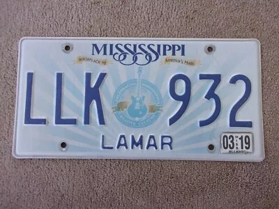 2019 MISSISSIPPI Lamar County License Plate LLK 932 • $4