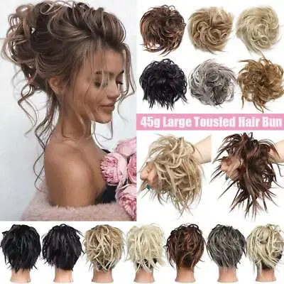 LARGE Tousled Messy Bun Hair Piece Scrunchie Updo Cover Clip In Hair Extensions • £9.50