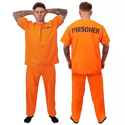 Orange Prisoner Costume Adults Unisex Convict Fancy Dress Outfit - Men And Women • $45.96