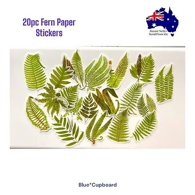 Botanical Fern Stickers 20pc Paper Washi Tape-Style Opaque Background • $7