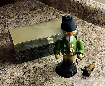 Vintage Wood German Nutcracker Hunter Smoking Pipe With Dog Original Box • $15