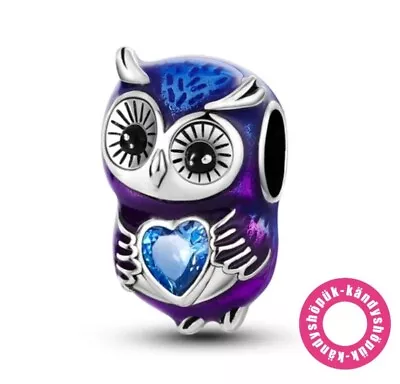 Sparkling Owl Purple Blue Charm Bead For Bracelet S925 Sterling Silver  • £9.99