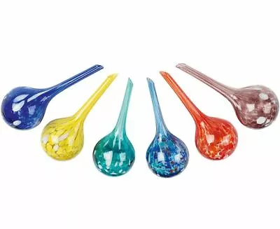 Set Of 6 Outdoor Garden Pots Plant Watering Spheres Colourful Glass Globes • £13.99