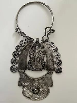 MIAO CHINESE HILL TRIBE Antique Silver Collar Dragon Necklace • $645