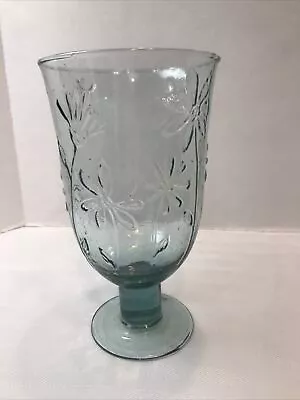 $27.15 • Buy TAG Blue Bubble Art Glass Votive With Flowers Candle Hurricane Holder Vase