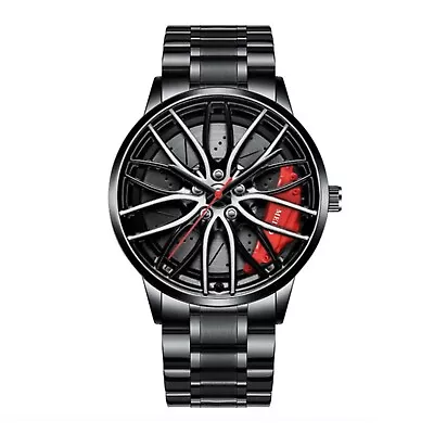 Waterproof Men's Car Wheel Watch Fashion Sport Analog Quartz Rim Hub Wristwatch • $10.55