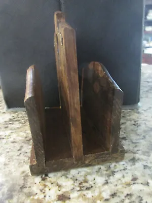 Vintage Napkin Holder Double Sided Genuine Wood Metal Accents Gail Craft Japan • $9