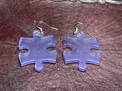 Puzzle Piece Puzzle Earrings - Chessex Dice Style Translucent - Light Blue • $5.95