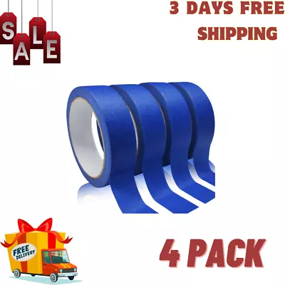 Automotive Masking Tape Blue Refinish Masking Tape Auto Body Paint Tape 4Rolls • $15