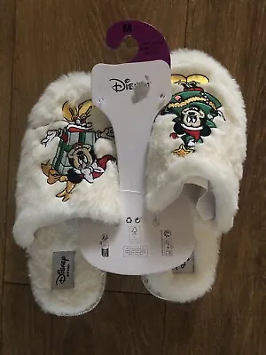 Disney Mickey Mouse & Minnie Mouse Christmas Slippers Size M 5-6 • £11.99