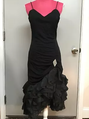 Vintage 80s/90s Cocktail Dress Steampunk Goth Cosplay Black Size 5/6 USA 12-A199 • $29.50