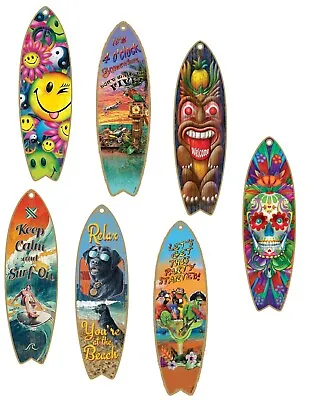 $19.95 • Buy Fun Surfboard Wooden Plaque Wall Hanging Beach Decor