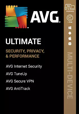 £16.99 • Buy AVG ULTIMATE 2023, 10 Multi-Devices 1 Year For PC| Mac |Android | IOS