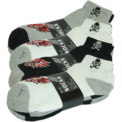 Skull 3-12 Pairs Mens Ankle Quarter Crew Sports Athletic Socks Cotton Size 10-13 • $6.99