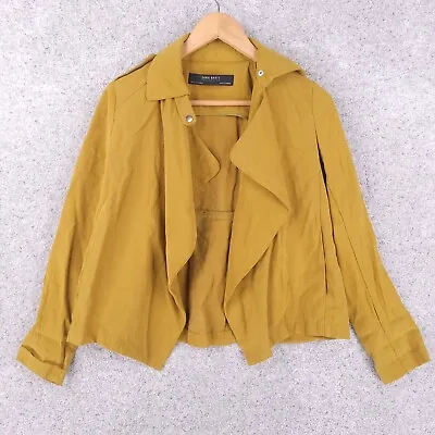 $11.99 • Buy Zara Jacket Women XS Extra Small Yellow Green Open Front Rayon Linen Basic
