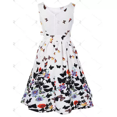 Women Summer Sleeveless Vintage Dress Butterfly Print Sundress • $11.43