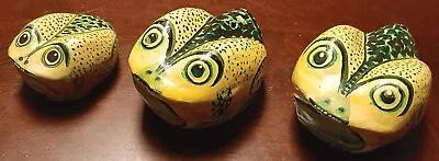 Vintage Hand Painted Frog Folk Art Paper Mache Trinket Boxes (Lot Of 3) • $15