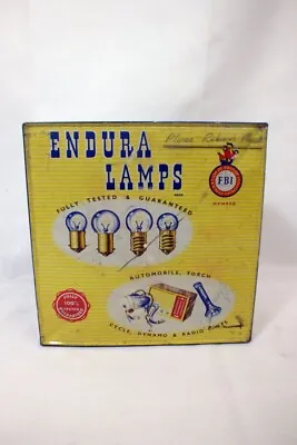 Vtg Endura Lamps Metal Tin Display Box Bulbs Cycle Dynamo Great Britain England • $12