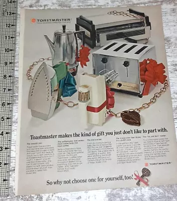 1968 Toastmaster Vintage Print Ad Toaster Oven Iron Coffeemaker Mixer Appliances • $8.40