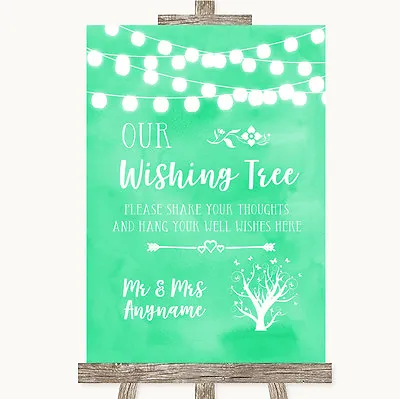 £19.95 • Buy Mint Green Watercolour Lights Wishing Tree Personalised Wedding Sign