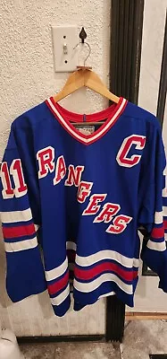Authentic On Ice VTG NHL CCM New York Rangers Mark Messier Jersey 52 C SEWN Mesh • $399.99