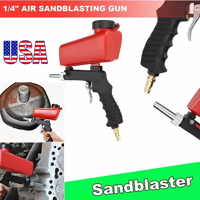 1/4  Portable Air Sandblasting Gun Hand Held Blaster Shot Media Blasting Adjust • $17.99