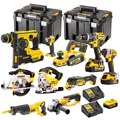 £1360 • Buy Dewalt 18V XR 10 Piece Power Tool Kit With 4 X 5.0Ah Batteries Charger & Case