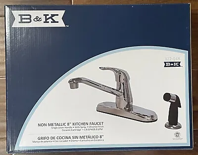 B & K Non-Metallic 8  Single Lever Kitchen Faucet W/ Sprayer 122-048 • $40