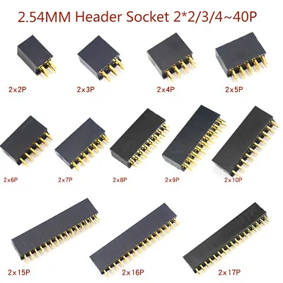 £1.67 • Buy Pin Header Socket Female 2.54mm Connector Strip 2x2-2x40P Breadboard Double Row