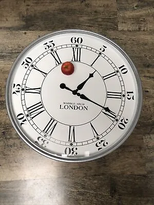 MARBLE ARCH London Station Wall Clock Brushed Chrome 26  Retro Classic 67cm XL • £82